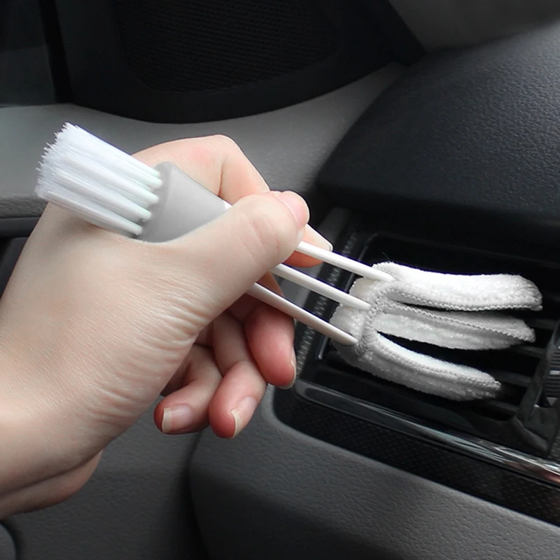 

VODOOL Double Ended Car Cleaning Brush Air Conditioner Vent Slit Clean Brush Detailing Dust Removal Blinds Keyboard Duster Brush