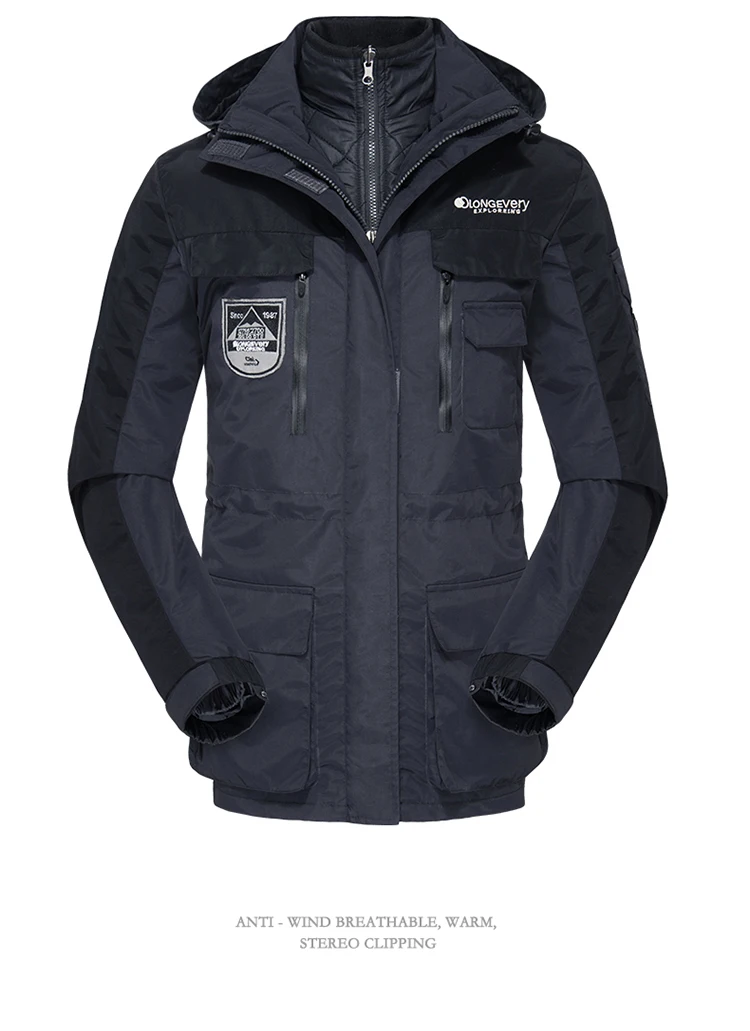 Men Women's Winter 2 Pcs Inside Cotton-Paded Jackets Outdoor Sport Waterproof Thermal Hiking Ski Mountain Climbing Jackets Coats