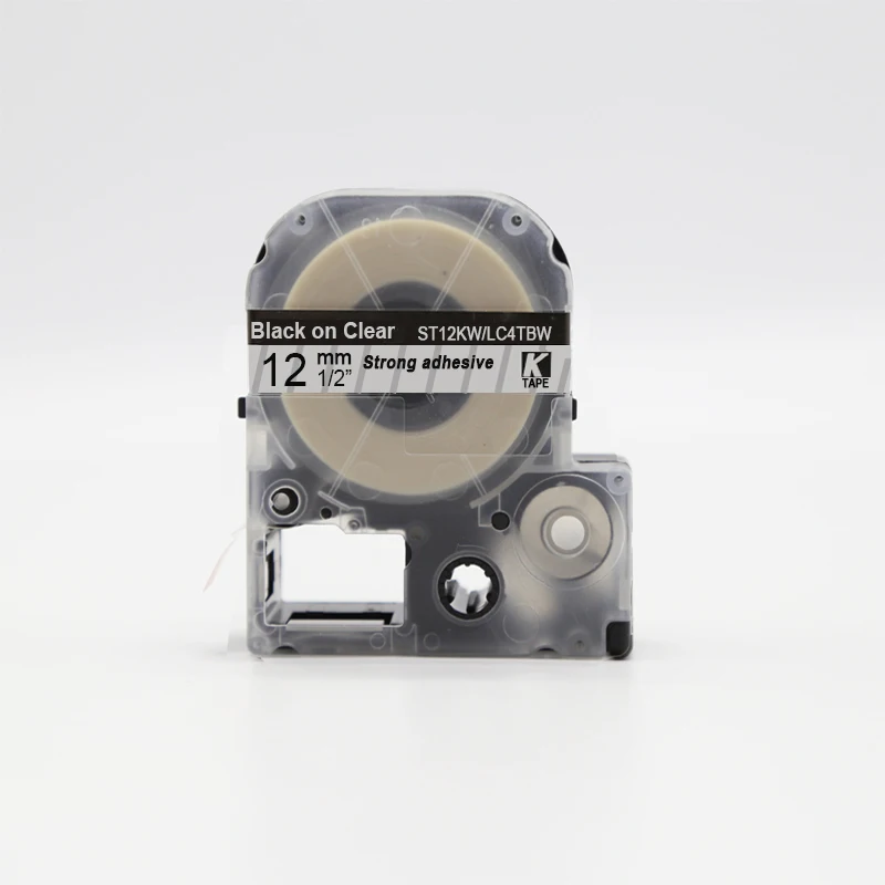 

30PCS ST12KW/LC-4TBW 12mm label tape Black on CLEAR compatible for Epson/ KingJIm LW-300, LW-400, LW-500, LW-600 laminated tape