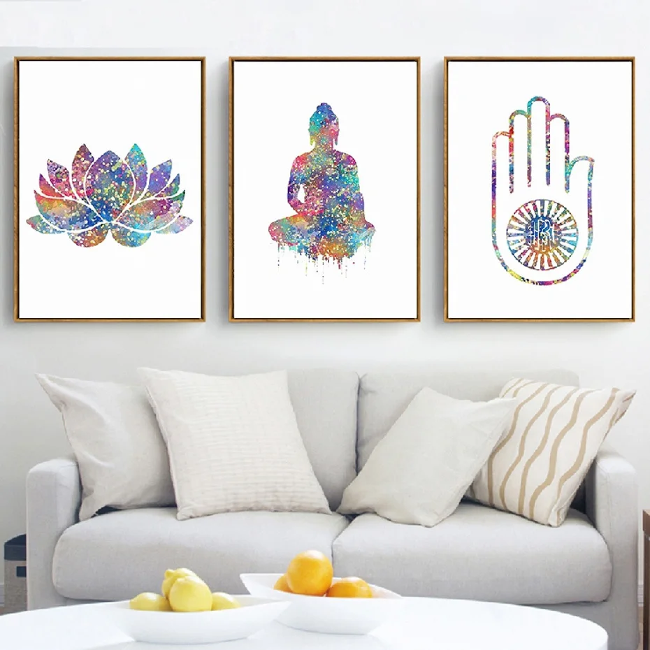 

Watercolor Buddha Art Spiritual Free Spirit Yoga Spa Hand Canvas Paintings Wall Art Pictures Poster Print Living Room Home Decor