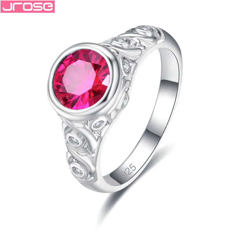 JROSE Vintage Sterling Silver 925 Jewelry Lovely Rings For Women With Round Cubic Zircon Charm Wedding Engagement Ring | Украшения и