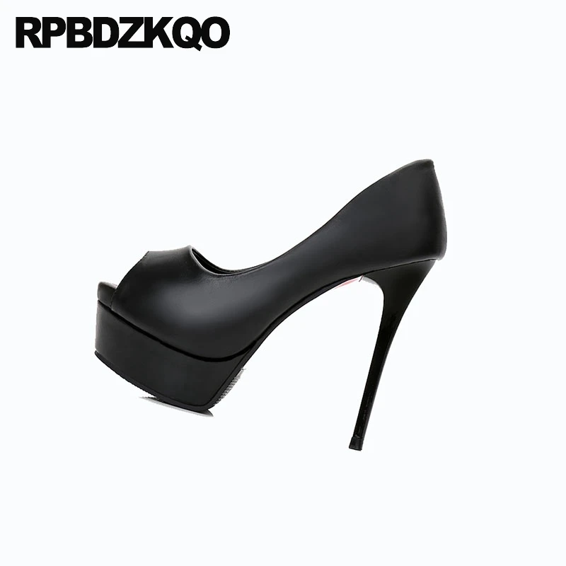Scarpin Платформа Подглядывать открытым носом ультра Размер 4 34 14cm обувь дешево