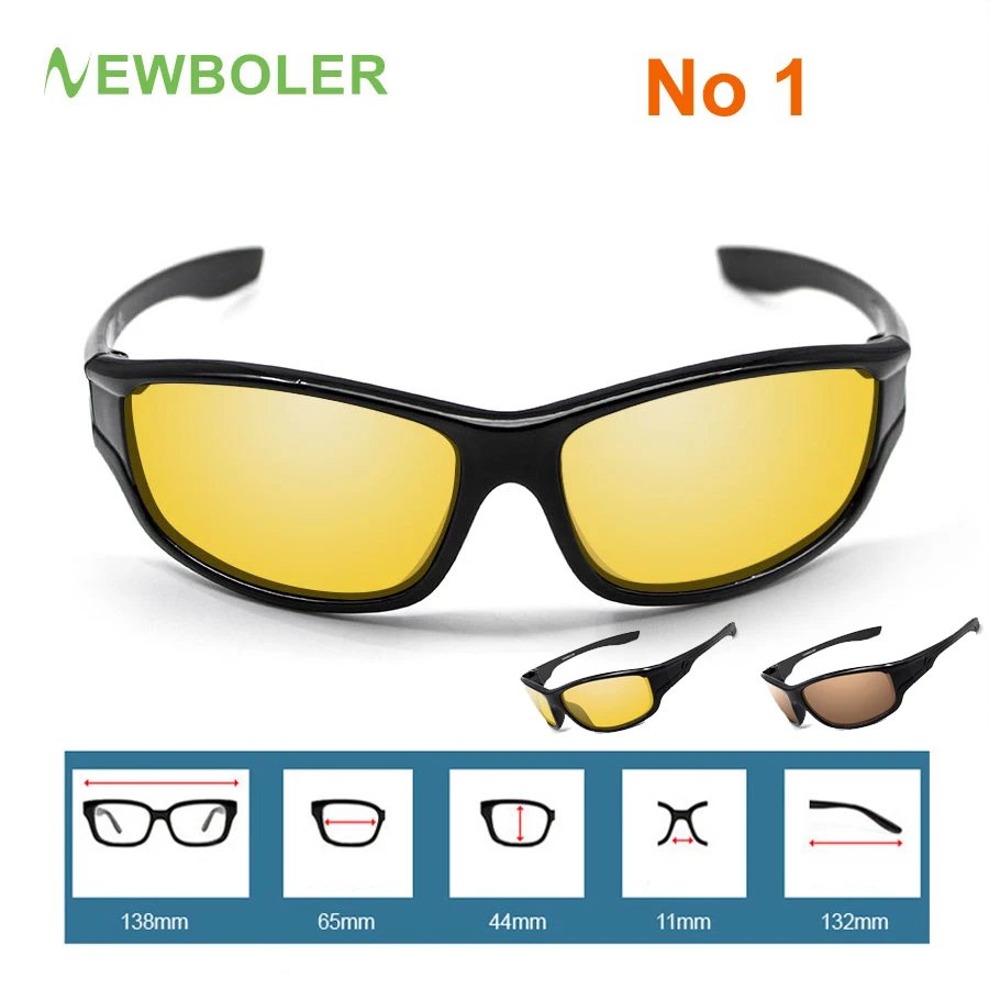 Очки NEWBOLER для рыбалки, ночная версия, поляризованные солнцезащитные очки для мужчин и женщин, уличные спортивные очки для вождения, желтые, коричневые линзы