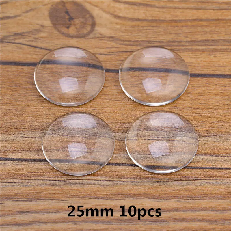 25mm 10pcs Лидер продаж 8/10/12/14/16/18/20/25/30/35/42mm круглый плоский прозрачный ясный Стекло Кабошон-Камея ювелирные изделия для кулон ожерелье "сделай сам" для изготовления ювелирных изделий - Цвет: 25mm 10pcs