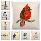 Новинка, чехол для подушки с изображением птиц, Robin Titmouse Toucan, сказочный Sparrow Firecrest Cardinal Bullfinch, доступен Дизайн 25