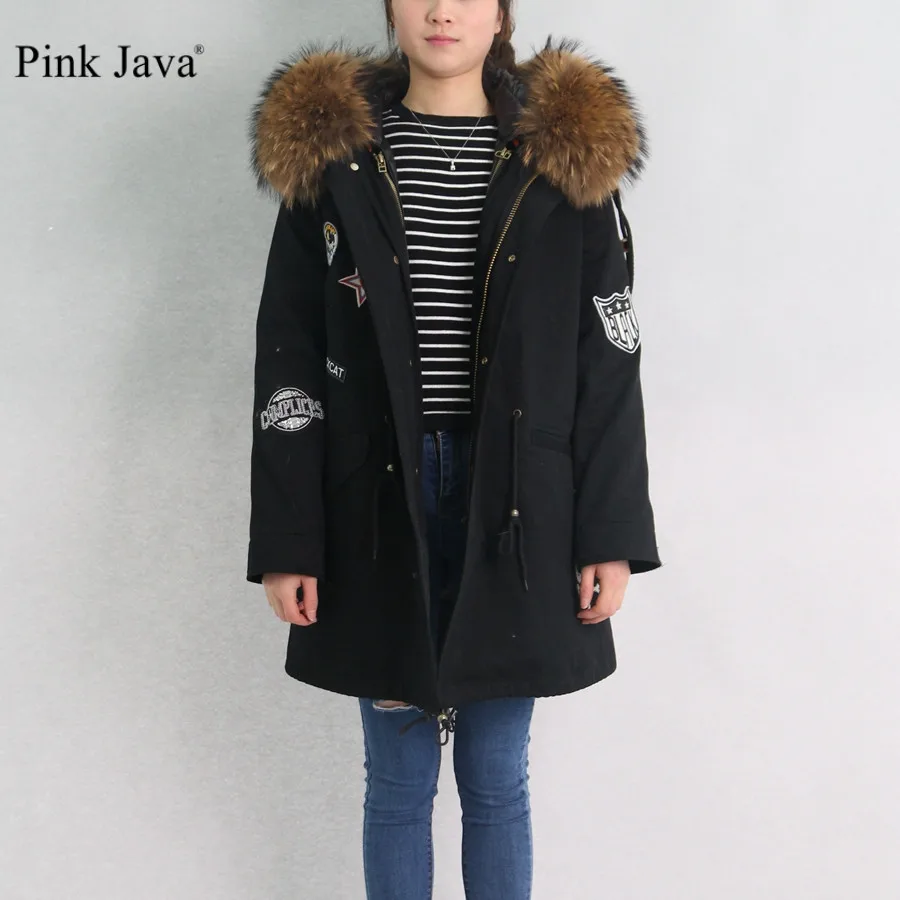 Pinkjava 5009 2017 Высокое Качество Природных Енотовидная Собака Мех Trimed Воротник Зимнее