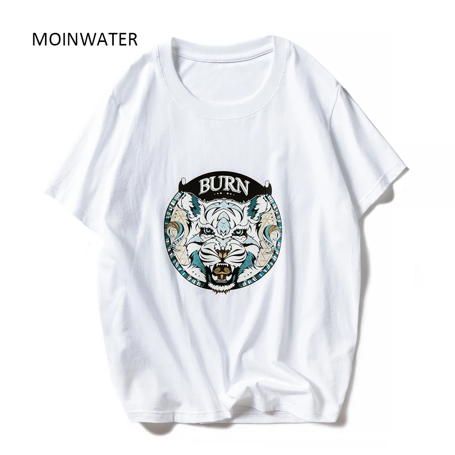 Футболка MOINWATER Женская хлопковая повседневный топ с коротким рукавом белый и