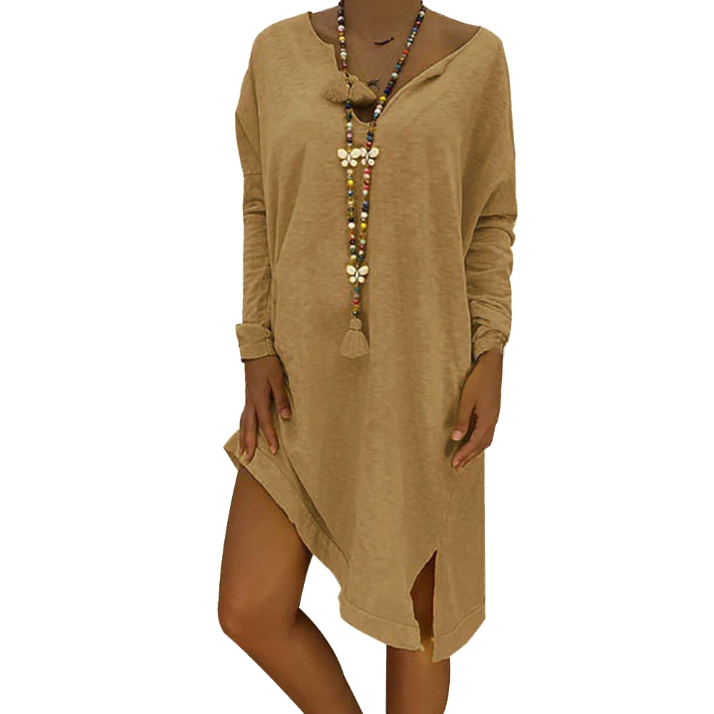 Женское платье с длинным рукавом повседневное хлопковое большого размера 5XL