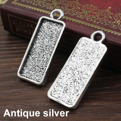 Antique Silver Подходит 10*25 мм Прямоугольник античное серебро/бронза Серебряное Стекло/Рамка для кабошона ободок настройки, кулон лоток пустой 10 шт./лот(K05423 - Цвет: Antique Silver
