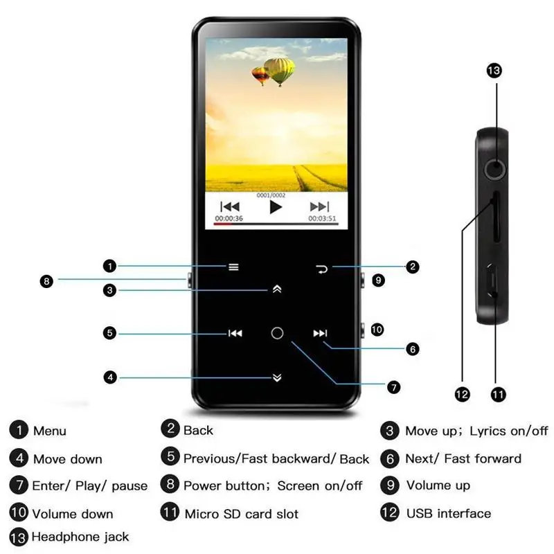 Mp4 плеер с поддержкой Bluetooth 16 ГБ сенсорной кнопкой|MP4-плееры| |
