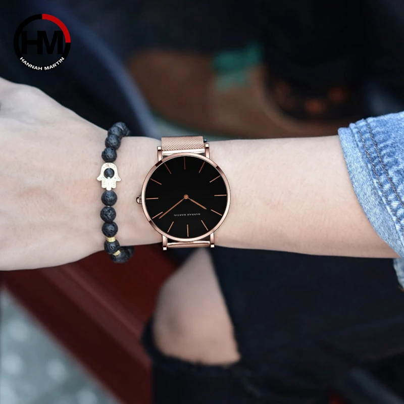 

2020 Minimalism Women's Watch Rose Gold Quartz Wrist Watches Top Brand Stainless Steel Mesh Band Waterproof Ladies Watch Gifts