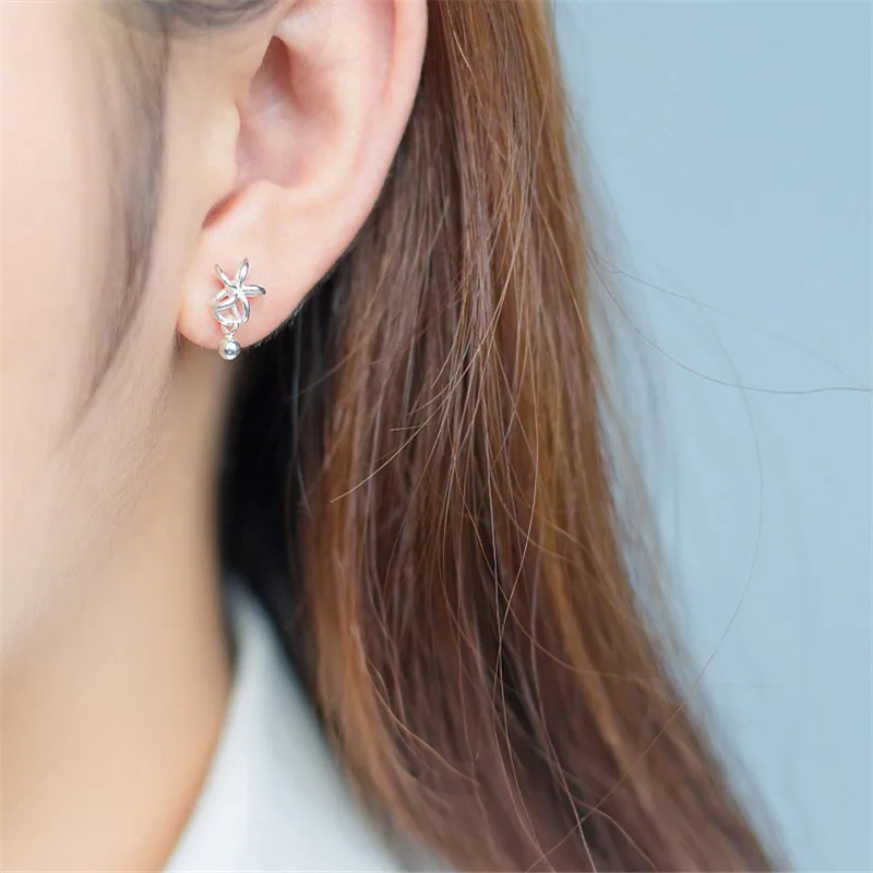 

PONYKISS Trendy Solid S925 Sterling Silver Flower Fashion Stud Earrings Women Party Anniversary Jewelry Cute Accessories Gift
