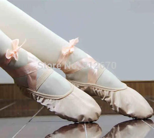 2017 детская балетная обувь Розовые атласные балетки мягкая для девушек|Обувь