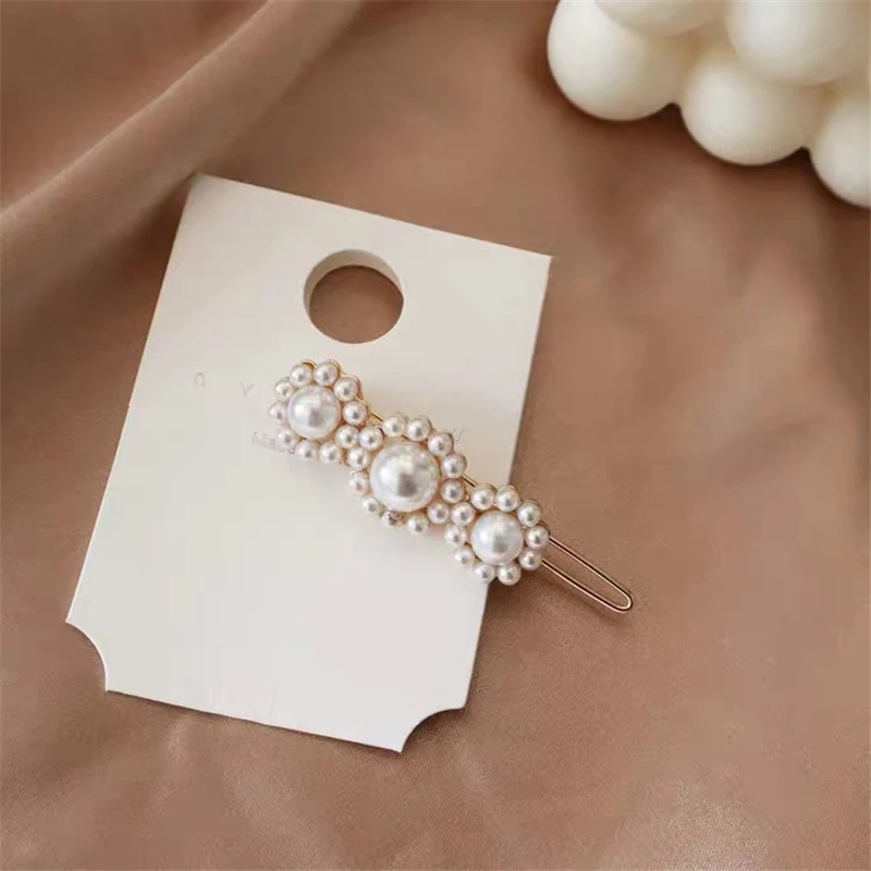 Three small flowers Модная женская заколка для волос с жемчугом для девочек заколки для волос с цветком, животным, бабочкой Украшение во французском стиле заколки для волос ручной работы - Окраска металла: Three small flowers