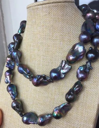 Новинка огромное ожерелье из таитянского черного синего и зеленого жемчуга в