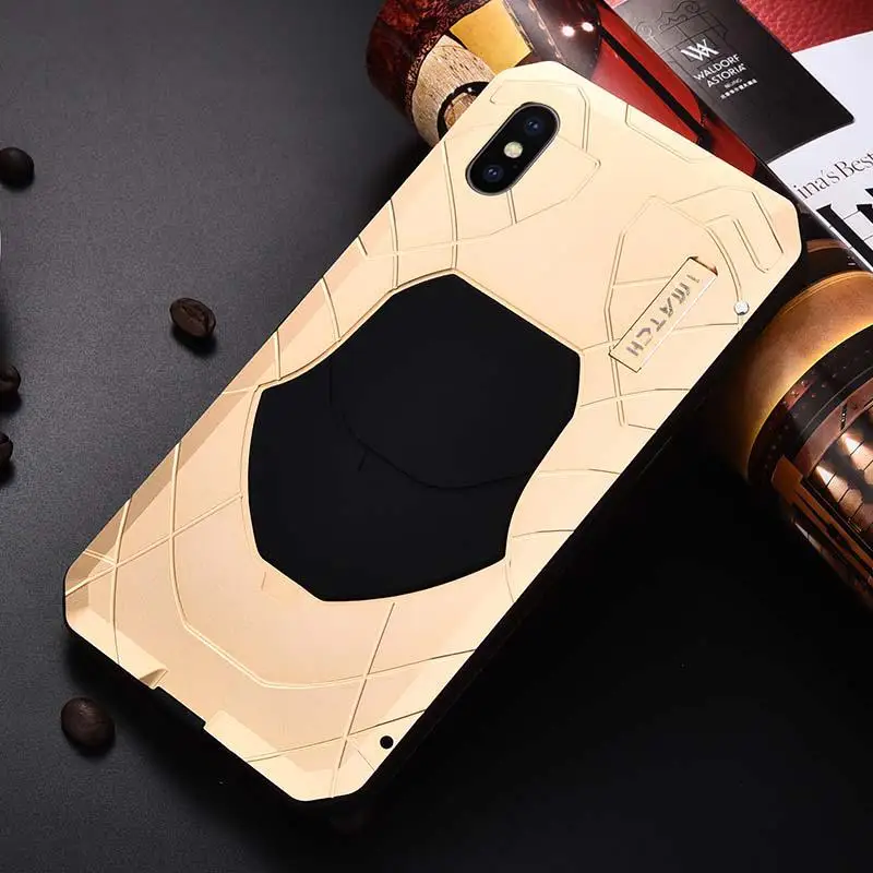 Роскошный уличный Imatch для Iphone Xs Max Xr X спортивный армейский Тактический противоударный водонепроницаемый металлический и силиконовый чехол для телефона - Цвет: Золотой