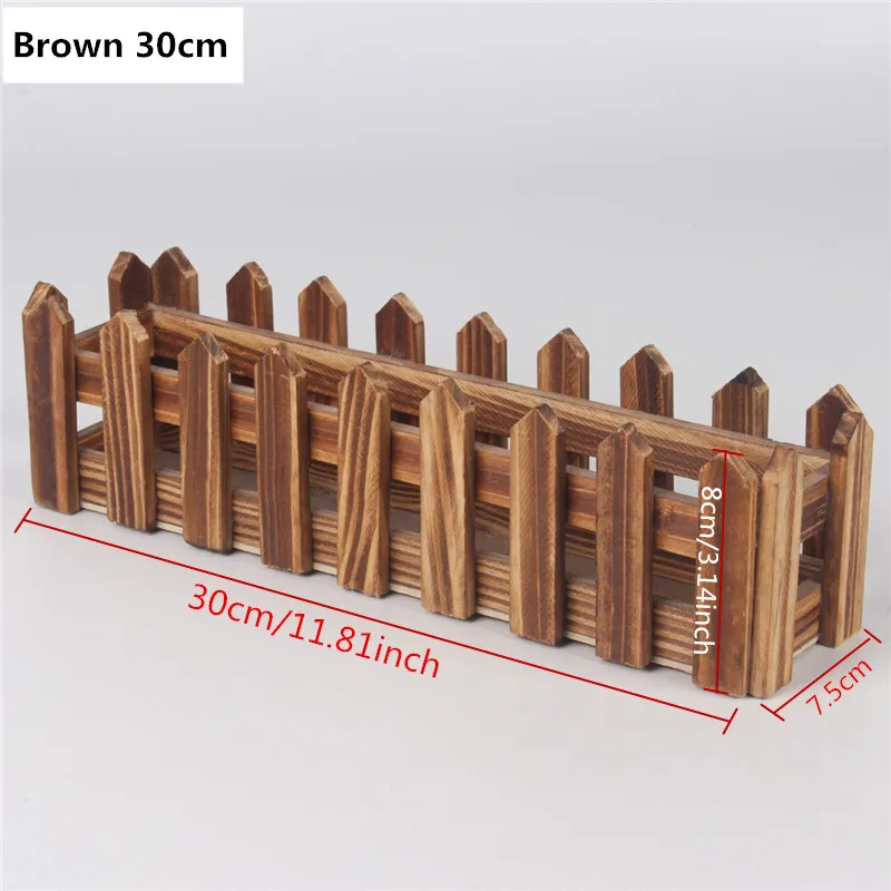 Brown 30cm Деревенский прямоугольный деревянный забор с пеной цветочный горшок Цветочная корзина контейнер для растение для домашнего сада вечерние свадебные украшения - Цвет: Brown 30cm