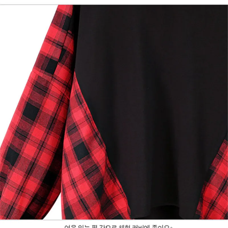 Осень зима 2018 женская футболка в клетку с длинным рукавом европейском и