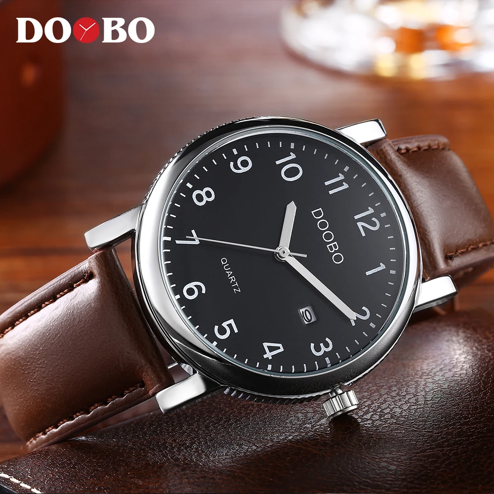 Doobo оригинальный Для мужчин кварцевые часы Reloj Hombre кожа Бизнес Часы хронограф