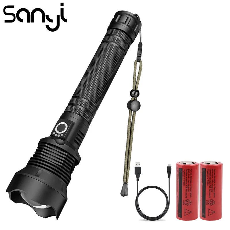 

SANYI Zoomable Flashlight Torch Power by 2*26650 Battery Super Bright Car Emergency Portable Lantern Torch Flashlamp
