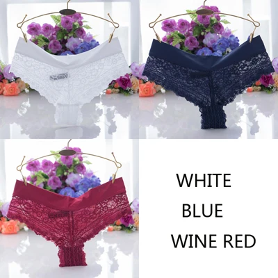 Whitewineredpurle JERRINUT 3 шт. сексуальное нижнее белье женские стринги кружевные трусики низкая талия Бесшовные трусики стринги Femme хлопковые трусики - Цвет: Whitewineredpurle