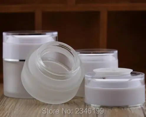 

20G 20ML Frost Glass Jar, White Acrylic Cap Cosmetic Sample Packing Container, Empty Lotion Cream Jar, 25pcs/lot