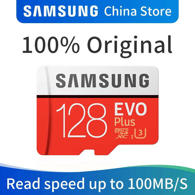 

SAMSUNG Memory Card EVO PLUS 128GB micro SD SDHC SDXC Grade CLASS10 UHS-I U3 4K TF Cards Trans Flash microSD