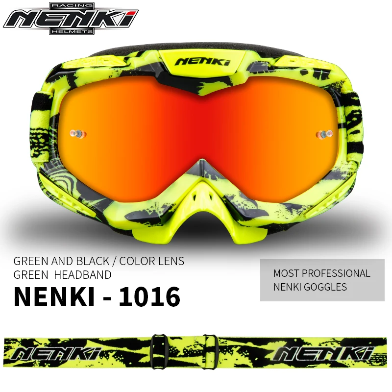 Green Black NENKI очки для мотокросса мото мужские мотоциклетные очки шлем внедорожные очки для мотокросса Dirt Bike ATV MX BMX DH MTB очки - Цвет: Green Black