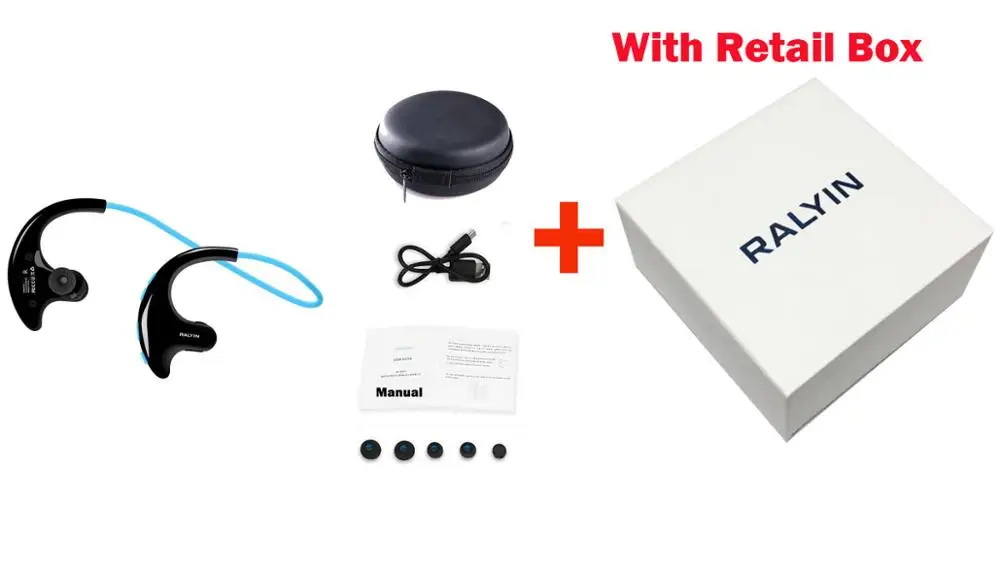 RALYIN портативный Mp3 музыкальный плеер Спортивные Беспроводные наушники Bluetooth наушники Встроенный 8 Гб памяти гарнитура для бега тренажерный зал - Цвет: Blue with box