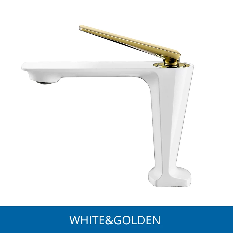Gold White Fapully смесители для раковины с одной ручкой, золотой, черный, для горячей и холодной воды, керамическая катушка, смеситель для ванной комнаты, латунный кран для раковины, краны 1091 - Цвет: Gold White