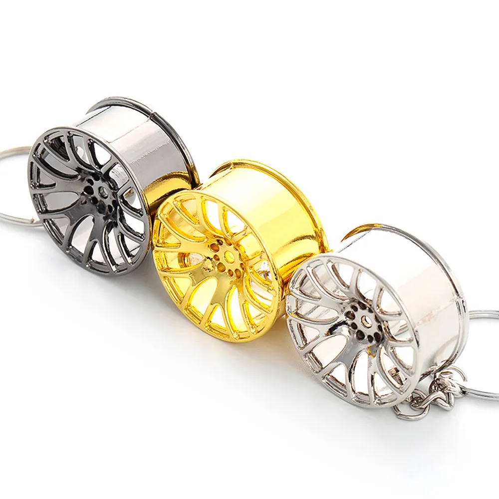 

2017 3 Colors Car Key Chain Auto Wheel Styling Keychain Keyring for Hanging Decoration Alloy Material Key Ring Car Accessories
