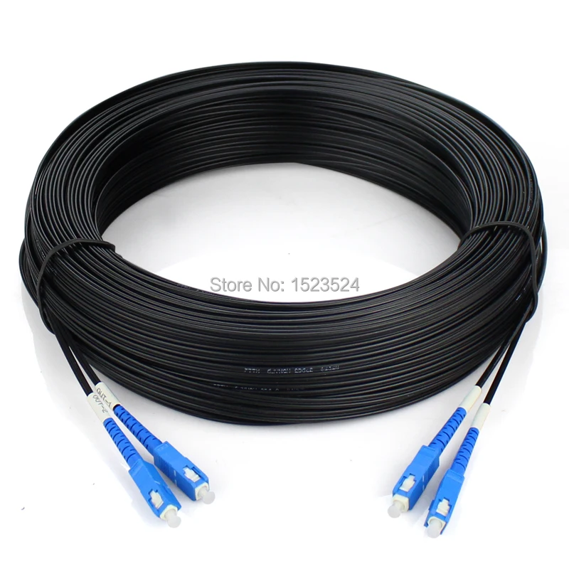 300M Outdoor SM DX FTTH Fiber Optic Drop Cable Patch Cord SC to SC Singlemode Duplex SC-SC 300 Meters Drop Cable Patch Cord