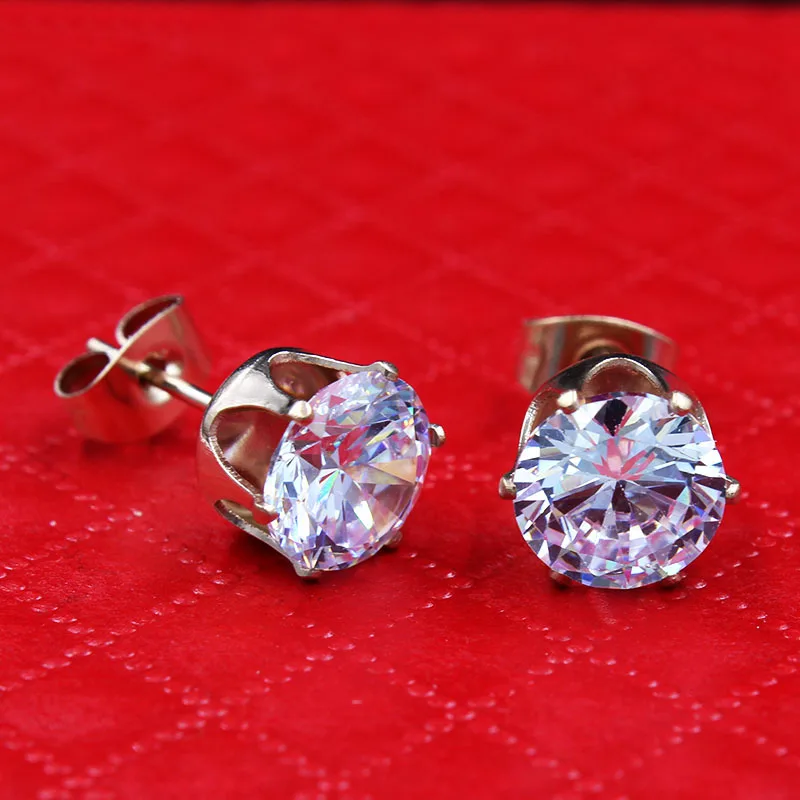 Серьги-пусеты из блестящей титановой стали для женщин покрытие розового золота 1