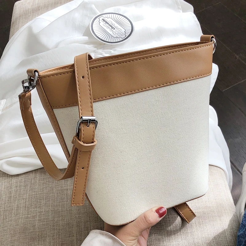 Advanced sense bag female 2019 new style 100-lap Korean version collision color bucket simple and oblique shoulder | Багаж и сумки
