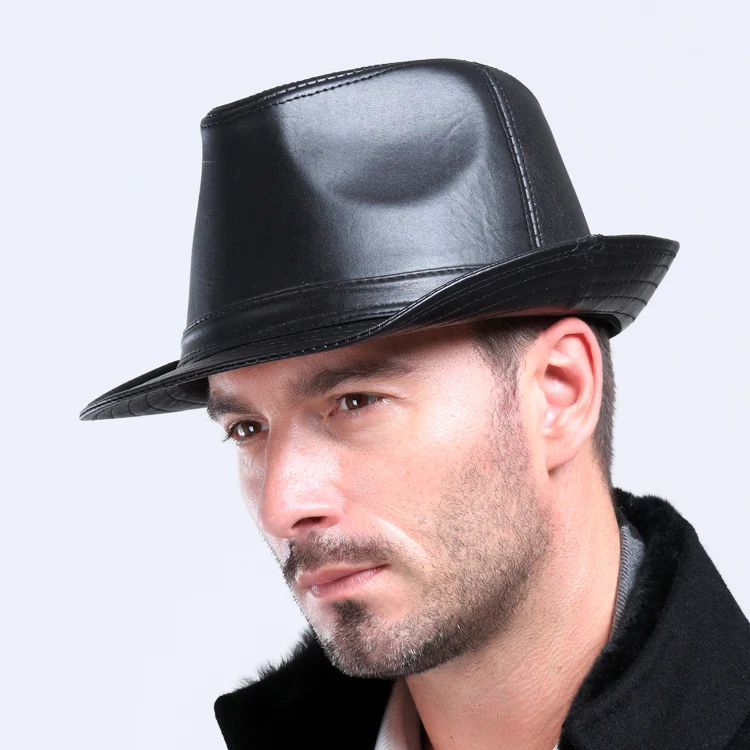 

Men's100% Genuine Leather Sheepskin Hat Male Leisure Cowboy Hat Fashion Gentleman British 100% Suede Leather Jazz Cap B-3774