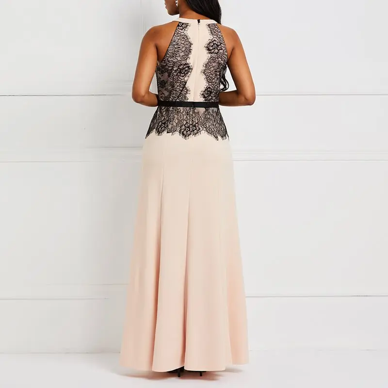 Летнее платье с лямкой на шее пикантные Вечерние Длинное элегантное вечернее Для