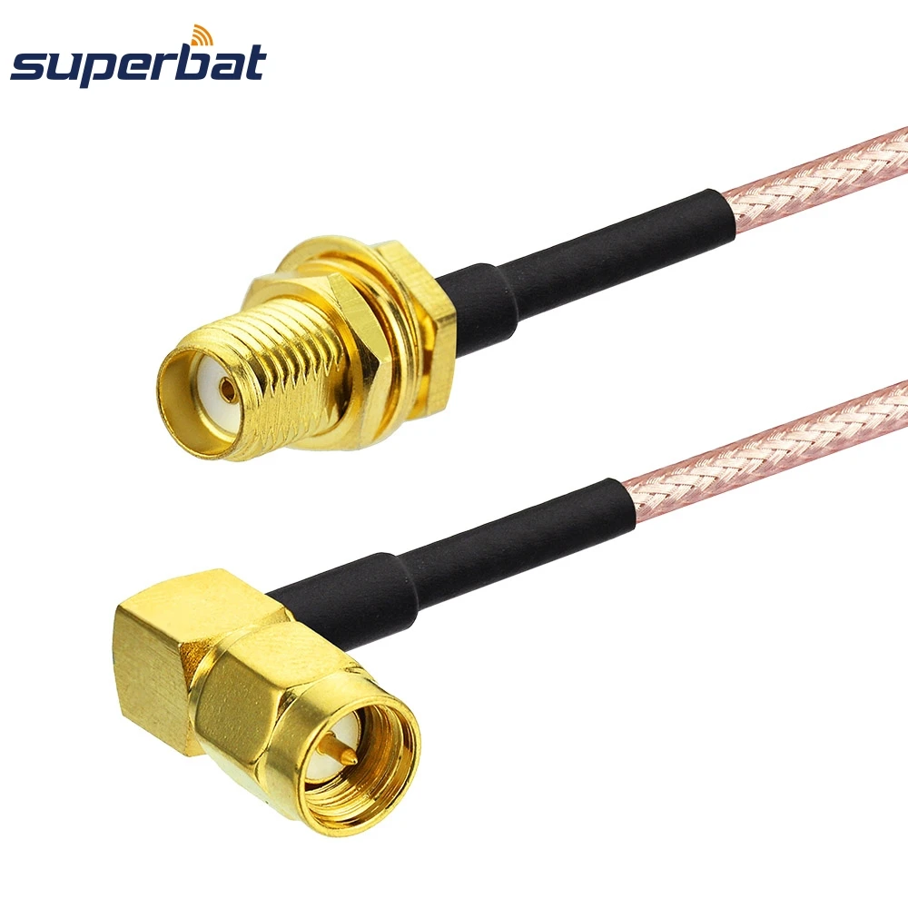 Superbat SMA Female Bulkhead to Male Right Angle Connector RF Pigtail Extension Cable RG316 10cm for Wi-Fi Radios