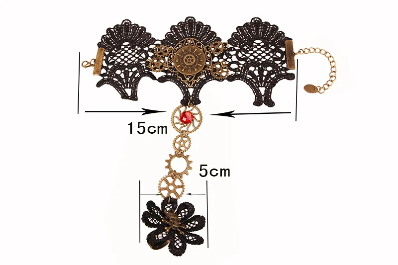 Retro Steam Engine Gear Bracelet Lace Skull Female Creativity Halloween Ring Hand Jewelry | Украшения и аксессуары