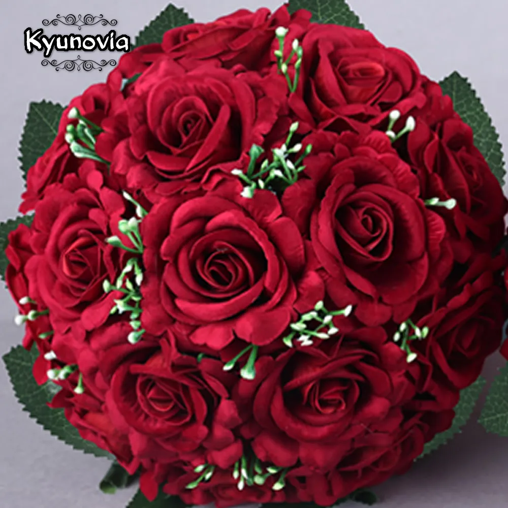 Kyunovia 15 шт. красные настоящие на ощупь розы свадебные букеты Свадебные украшения