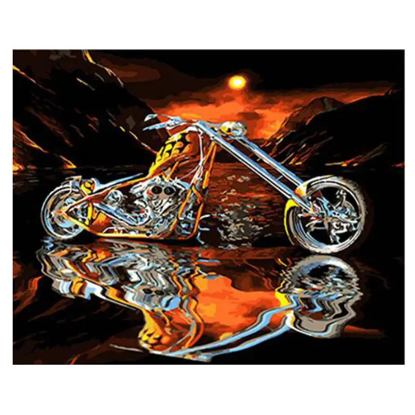 motorcycle Painting Diy картина по номерам, Мак, Раскраска по номерам, цветы Раскраска по номерам, Роза - Цвет: motorcycle Painting