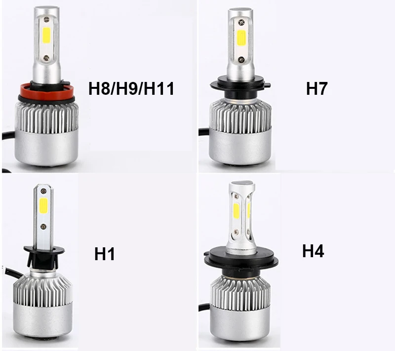 2 шт. авто светодиодный лампа фары автомобиля H1 H3 H4 H7 H11 H13 9004 9007 9012 COB машинные фары(Подол короче спереди и длиннее сзади) ЛУЧ 8000LM 6500 к лампы Z2