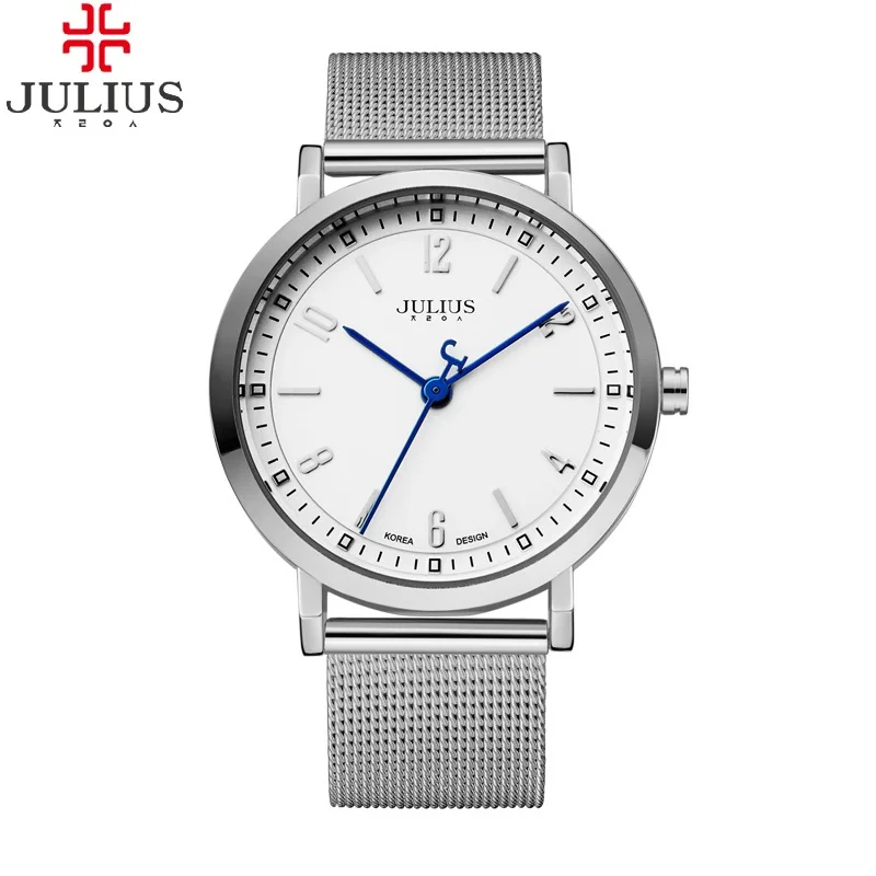Модный Топ люксовый бренд Юлий Часы мужчин Нержавеющая сталь сетка ремень