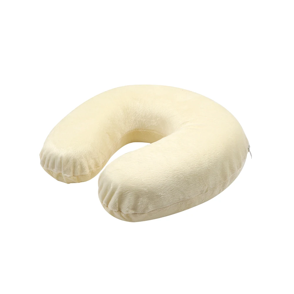 Beige U-образная дорожная подушка с эффектом памяти, хлопковые подушки для шеи, дорожная защитная подушка для шеи, аксессуары для путешествий - Цвет: Beige