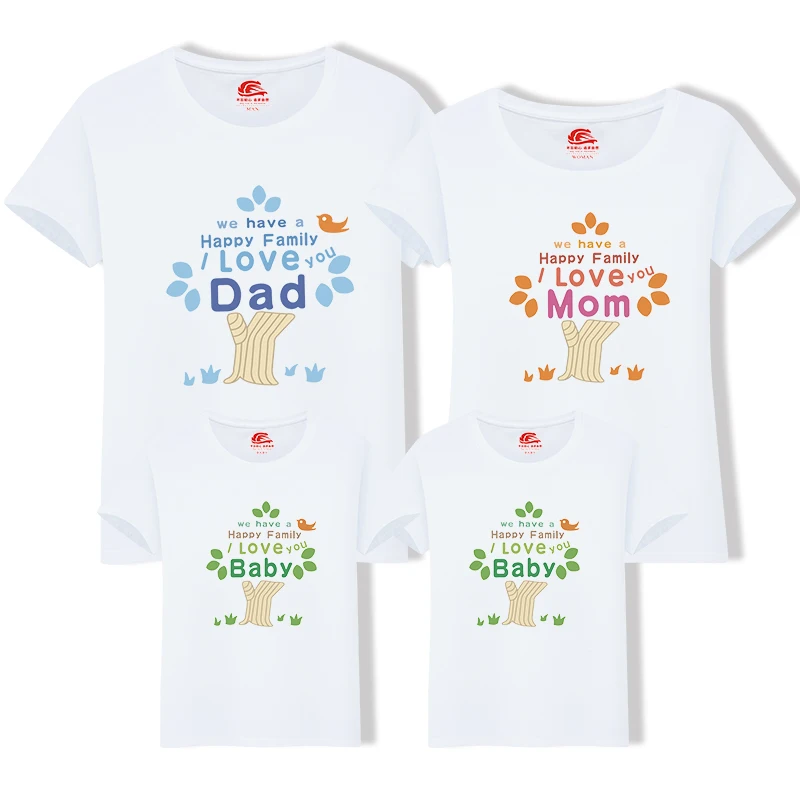 Футболка для всей семьи хлопковая с изображением дерева папы и сына одинаковые