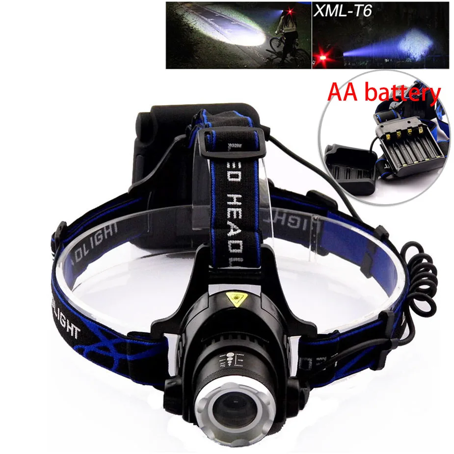 

AA Battery Led Headlamp Headlight Zoom focus Xml-T6 Frontal Head Lamp hiking Torch For Camping Fishing Linternas hunting