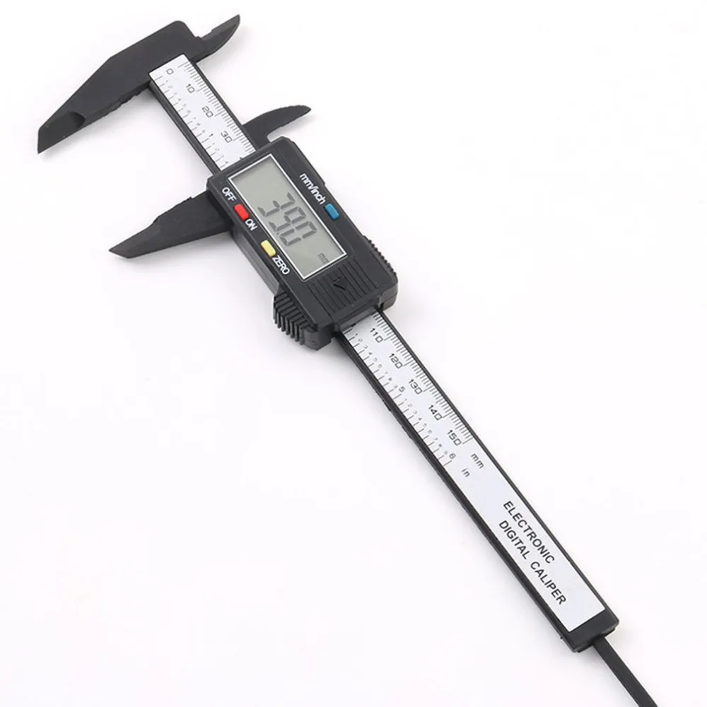 1pcs 150mm 6inch LCD Digital Electronic Carbon Fiber Vernier Caliper Gauge Micrometer Measuring Tool Black Drop Shipping Sale