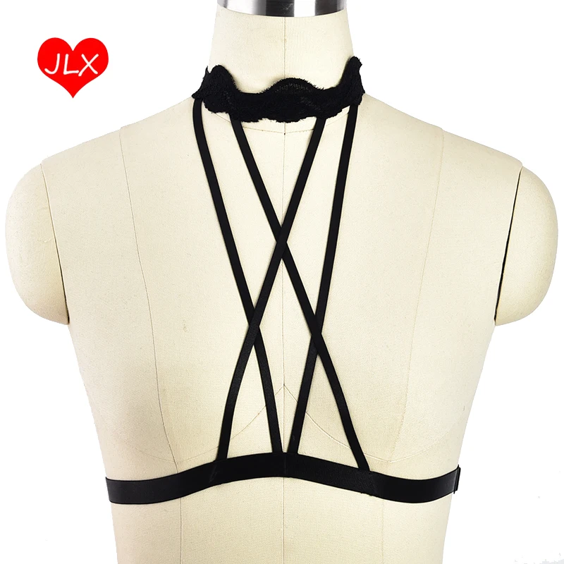 Нижнее белье женское черное прозрачное в готическом стиле БДСМ эротический