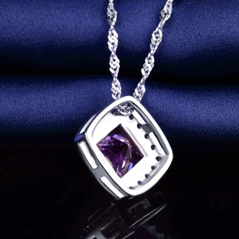 Квадратный кубический цирконий кулон Подвеска Серебро 925 ювелирных изделий cz