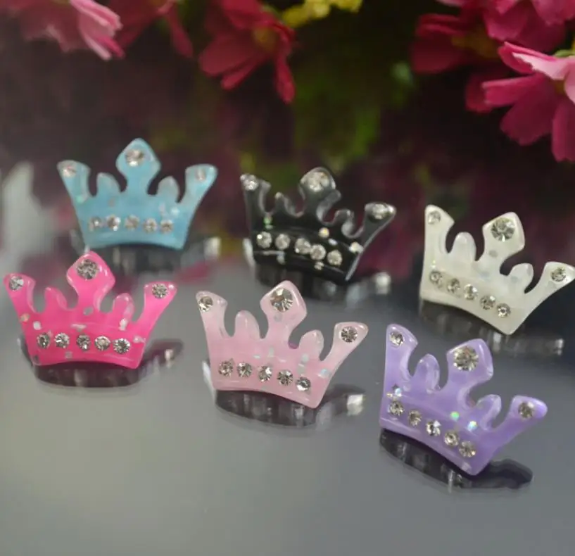 

Kawaii 100pcs 26*18mm Mix Colors Resin Shiny Rhinestone Crown Flatback Cabochon DIY Hair Bow Center Decoration Craft