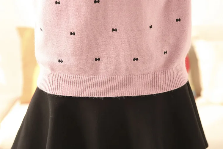 Brand Autumn Women Fashion Lace Turtleneck Pull Femme Solid Cute Bowknot Embroidery Long Sleeve Slim Pullover Sweater 917 | Женская